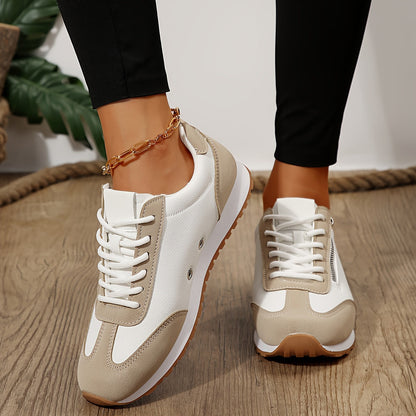 Nara sneakers donna stile retrò con lacci e zip laterale, foto 1