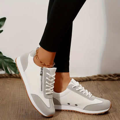 Nara sneakers donna stile retrò con lacci e zip laterale, foto 2