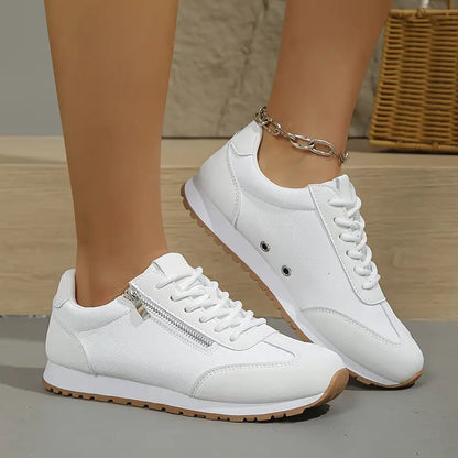 Nara sneakers donna stile retrò con lacci e zip laterale, foto 3