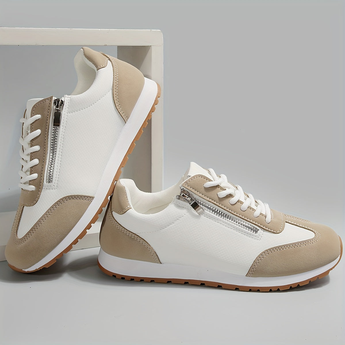 Nara sneakers donna stile retrò con lacci e zip laterale, foto 4