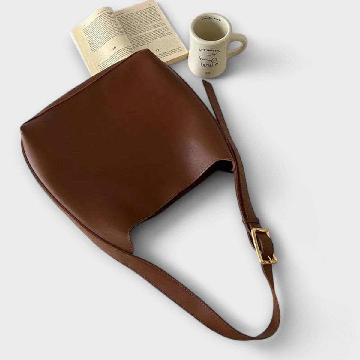 Nereide borsa a spalla donna in similpelle con spallaccio largo e fibbia, foto 4