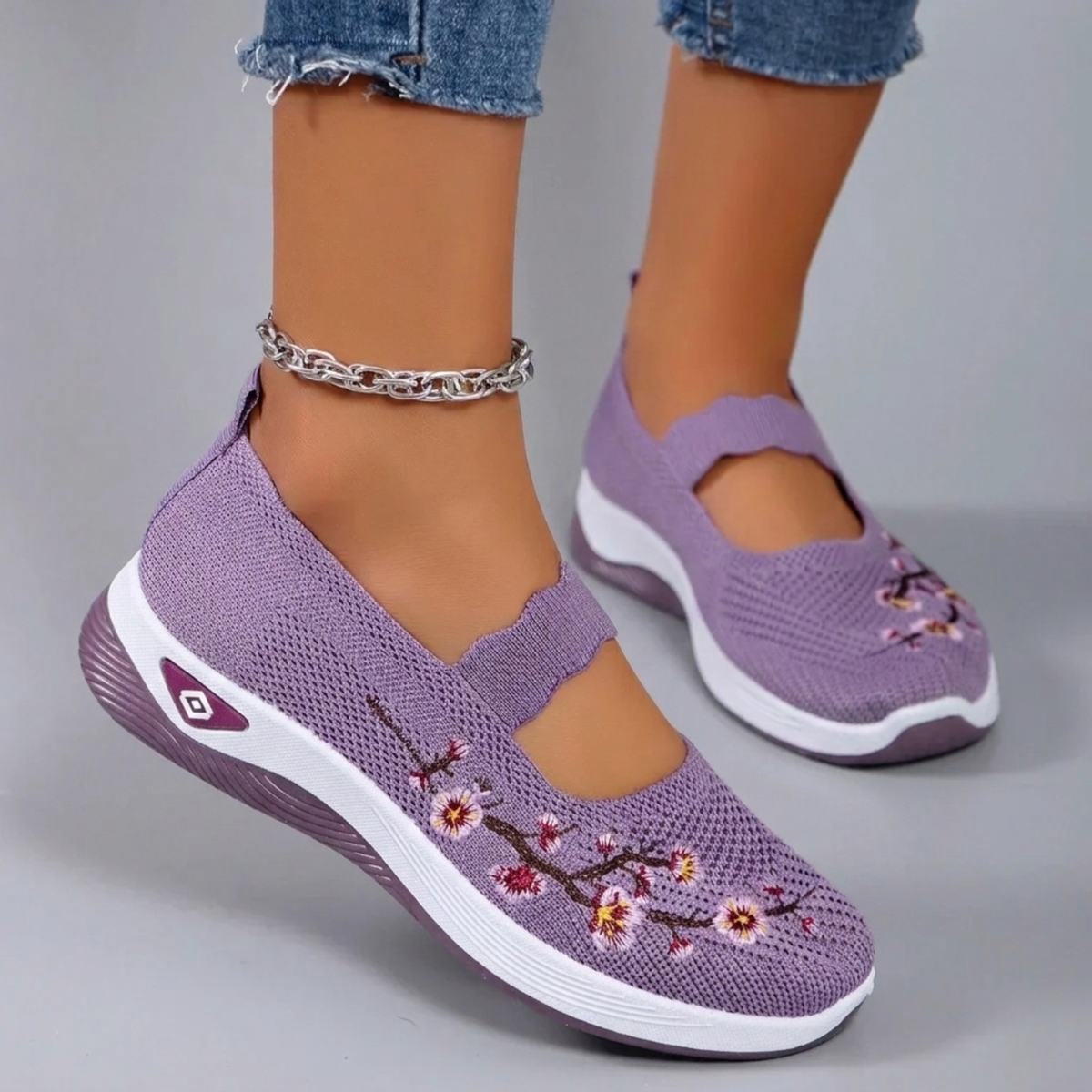 Norma scarpe basse donna con ricamo floreale e fascia sul collo del piede, foto 4