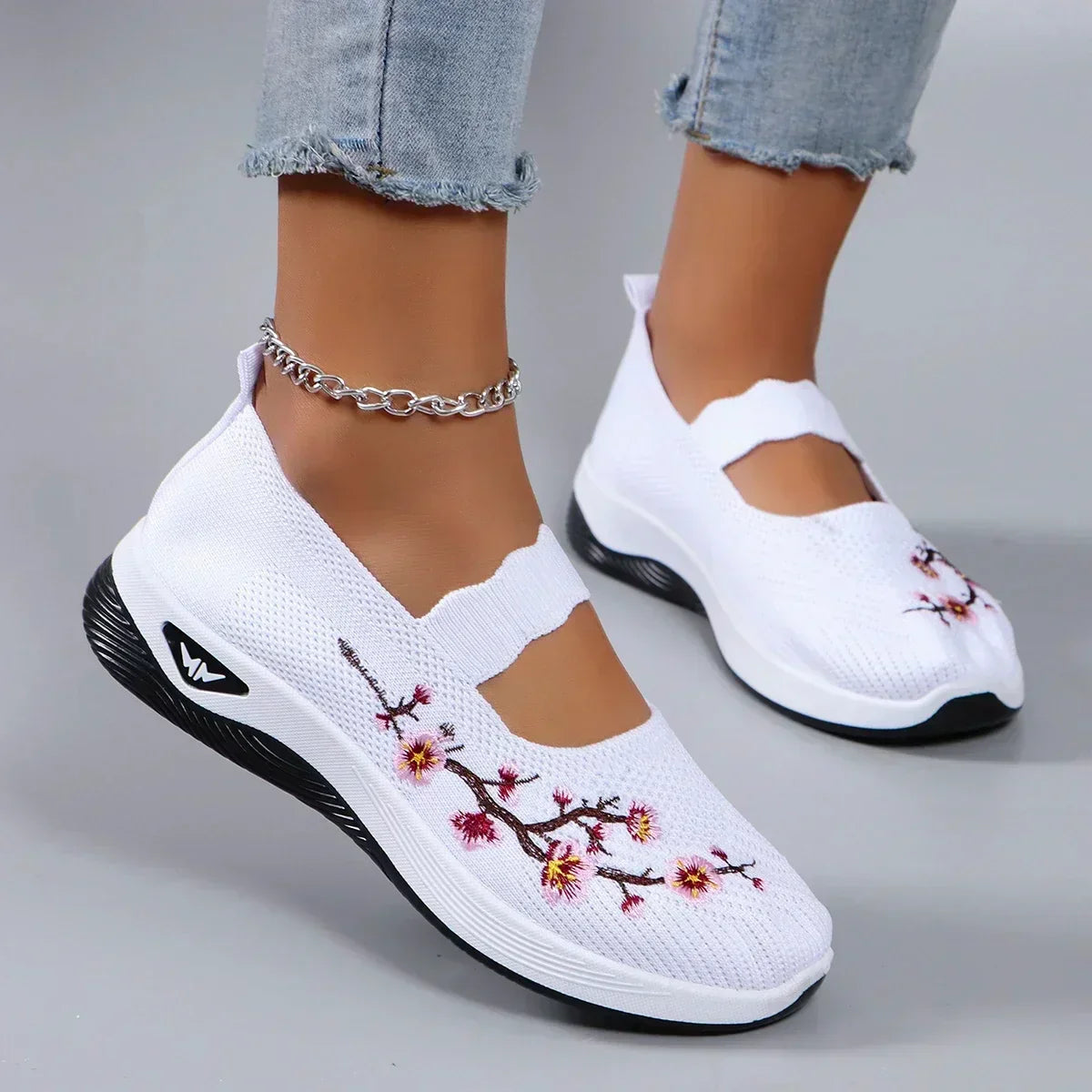 Norma scarpe basse donna con ricamo floreale e fascia sul collo del piede, foto 6