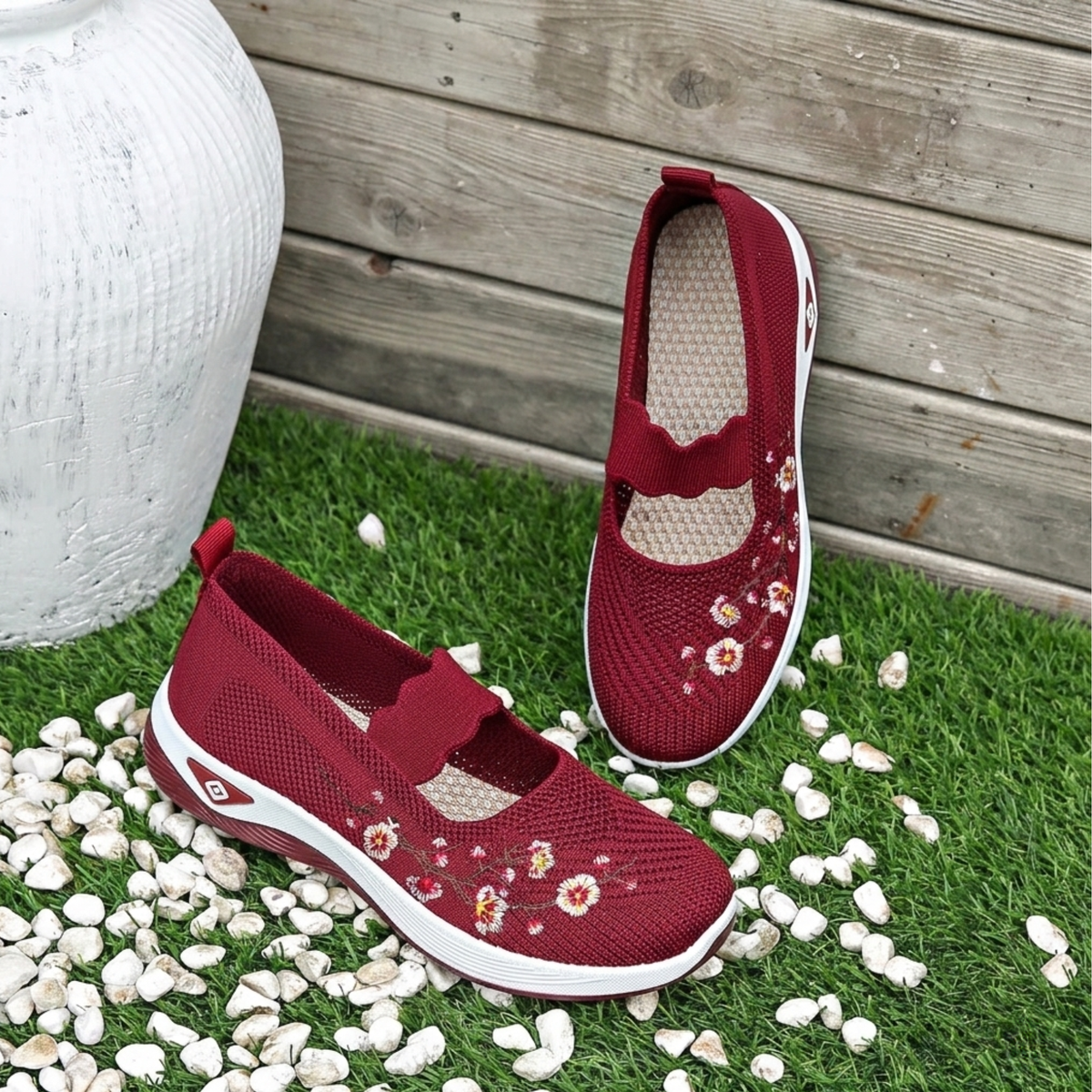 Norma scarpe basse donna con ricamo floreale e fascia sul collo del piede, foto 7