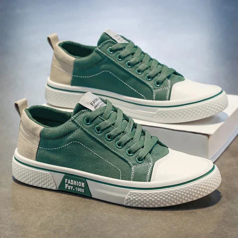 Nunzia sneakers donna basse in tela con lacci e puntale a contrasto, foto 3
