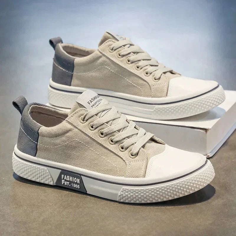 Nunzia sneakers donna basse in tela con lacci e puntale a contrasto, foto 4