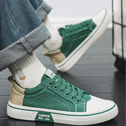 Nunzia sneakers donna basse in tela con lacci e puntale a contrasto, foto 5