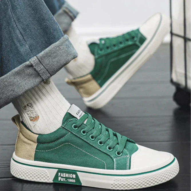 Nunzia sneakers donna basse in tela con lacci e puntale a contrasto, foto 5