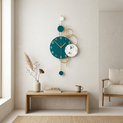 Orologio da parete in metallo con 7 cerchi