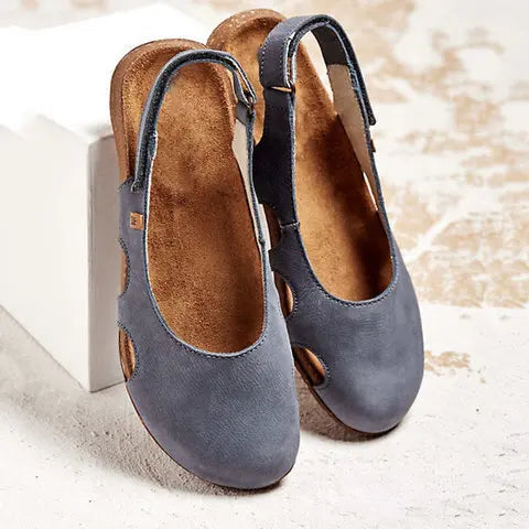 Orsola slingback donna a punta tonda con fibbia e aperture laterali, foto 2