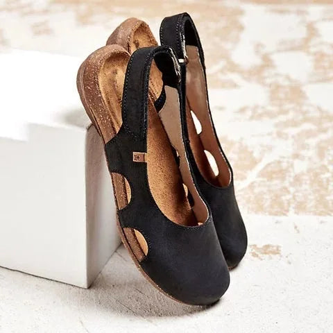 Orsola slingback donna a punta tonda con fibbia e aperture laterali, foto 5