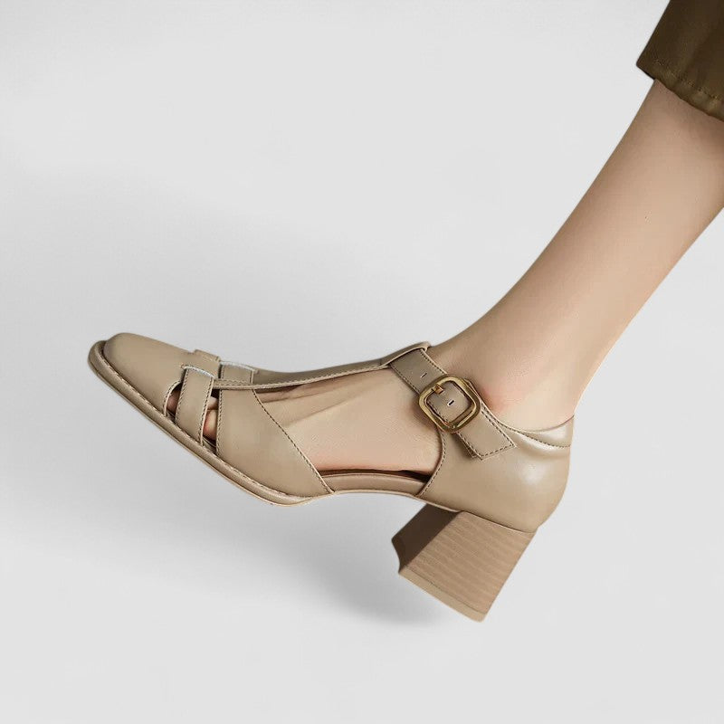 Ottavina scarpe mary jane donna con cinturino a t e tacco largo, foto 3