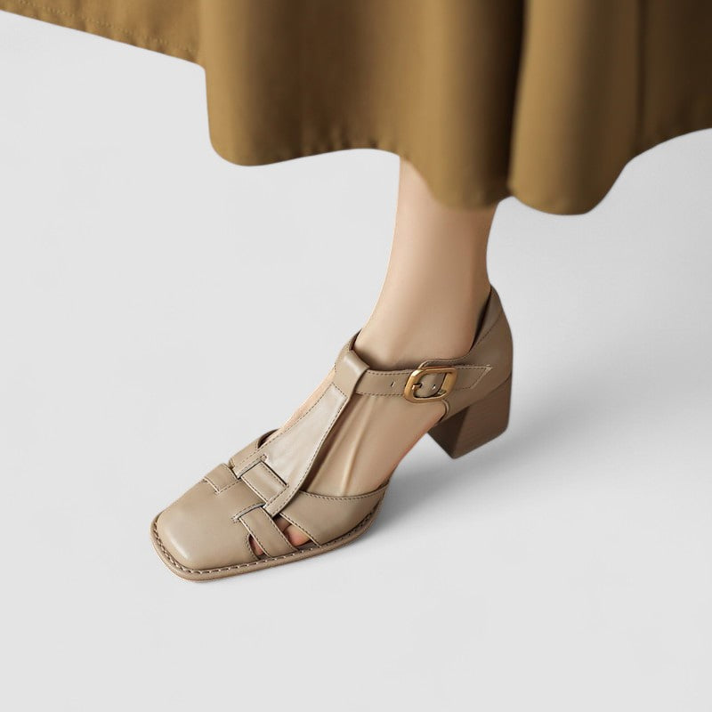 Ottavina scarpe mary jane donna con cinturino a t e tacco largo, foto 4