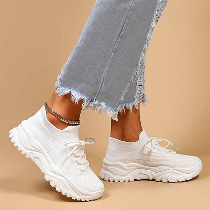 Ottilia sneakers donna a calzino con plateau e lacci, foto 1