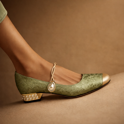 Paolina scarpe mary jane donna con tacco basso e puntale a contrasto, foto 2