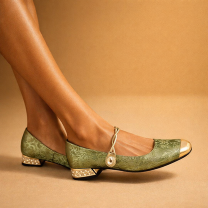 Paolina scarpe mary jane donna con tacco basso e puntale a contrasto, foto 3