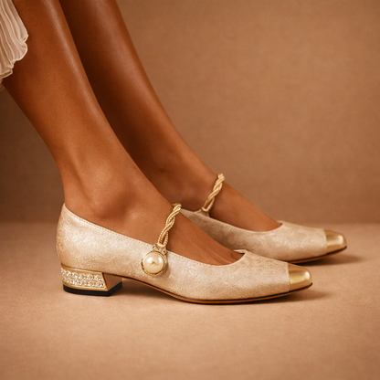 Paolina scarpe mary jane donna con tacco basso e puntale a contrasto, foto 5