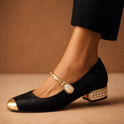 Paolina scarpe mary jane donna con tacco basso e puntale a contrasto, foto 6