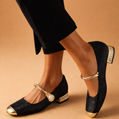 Paolina scarpe mary jane donna con tacco basso e puntale a contrasto, foto 7