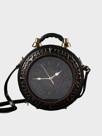 Pinuccia borsa a mano donna rotonda con orologio e tracolla rimovibile, foto 1