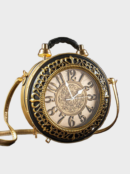 Pinuccia borsa a mano donna rotonda con orologio e tracolla rimovibile, foto 4