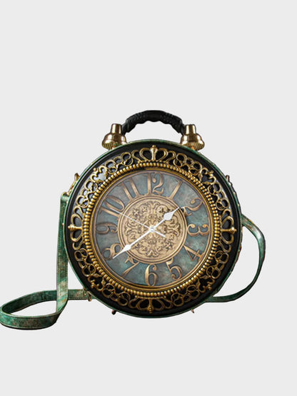 Pinuccia borsa a mano donna rotonda con orologio e tracolla rimovibile, foto 5