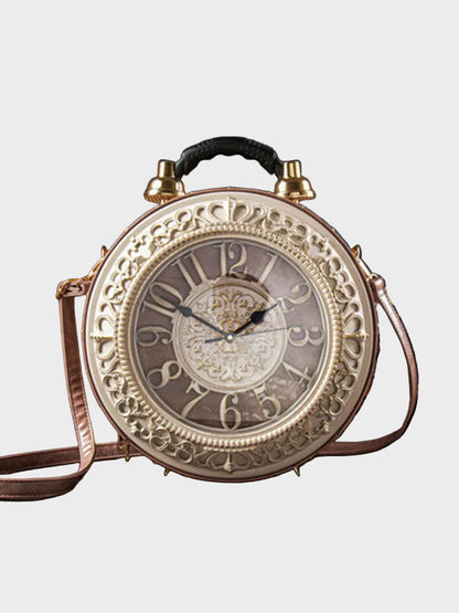 Pinuccia borsa a mano donna rotonda con orologio e tracolla rimovibile, foto 7