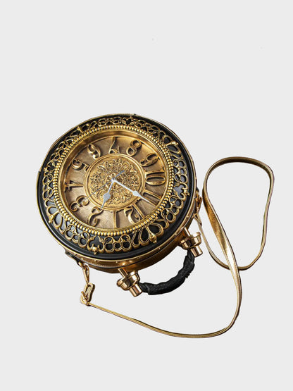 Pinuccia borsa a mano donna rotonda con orologio e tracolla rimovibile, foto 9