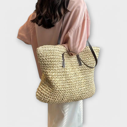 Placida borsa shopper donna in paglia con manici lunghi, foto 5