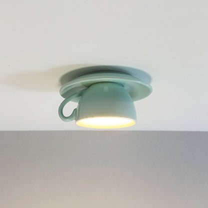 Plafoniera a soffitto in ceramica a forma di tazzina da caffè, colorata