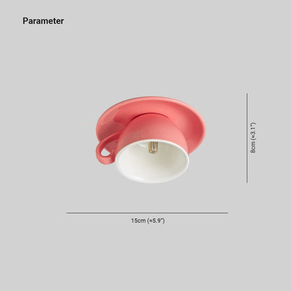 Plafoniera a soffitto in ceramica a forma di tazzina da caffè, colorata