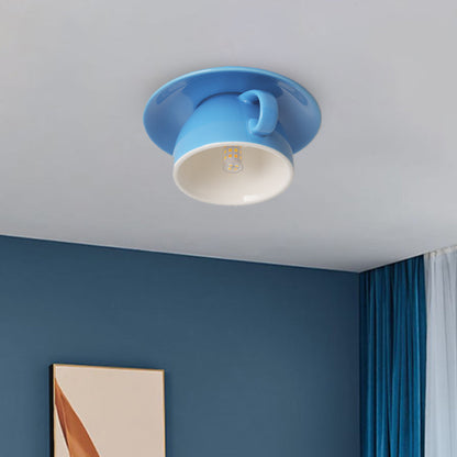Plafoniera a soffitto in ceramica a forma di tazzina da caffè, colorata