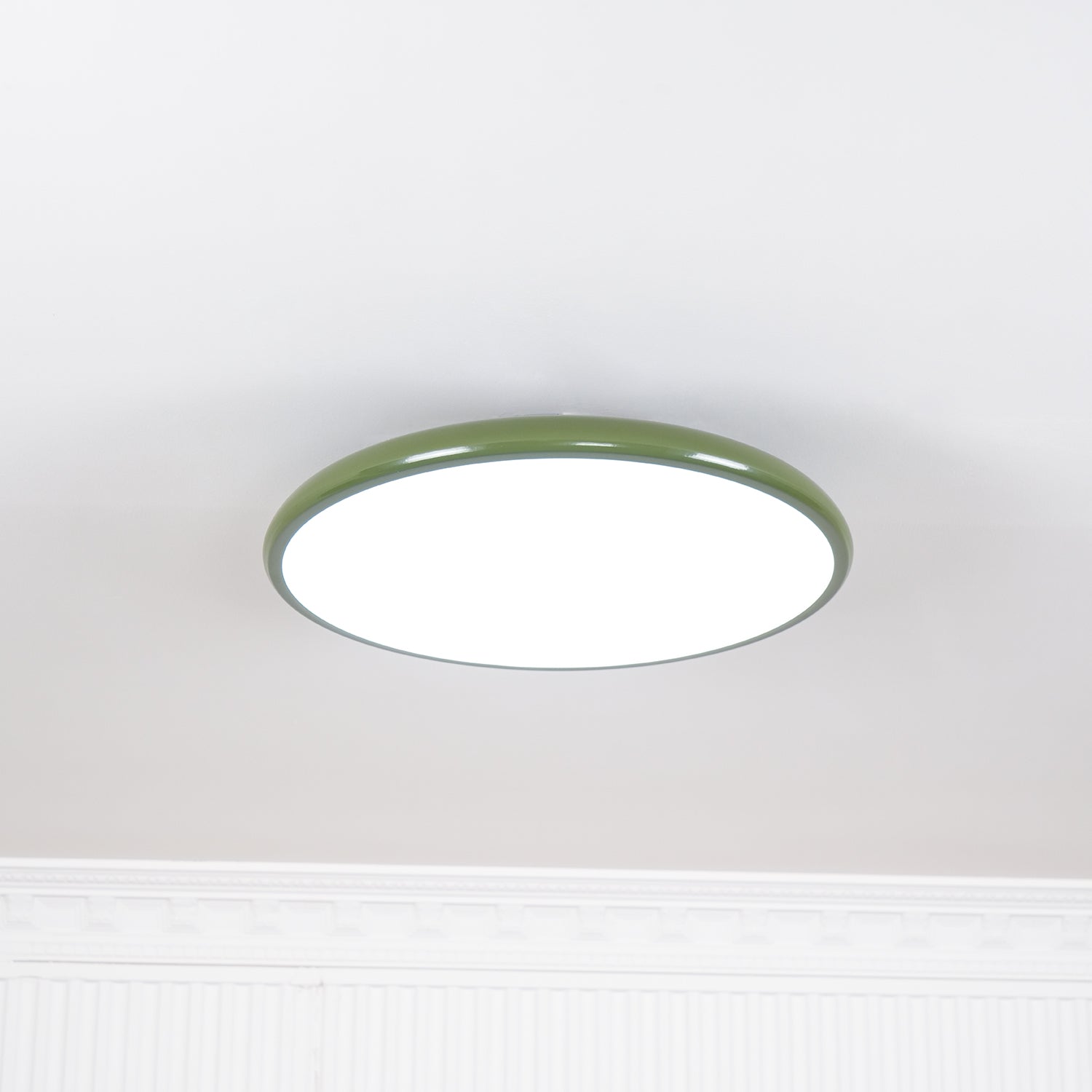 Plafoniera a soffitto LED a disco rotondo orientabile, beige e verde