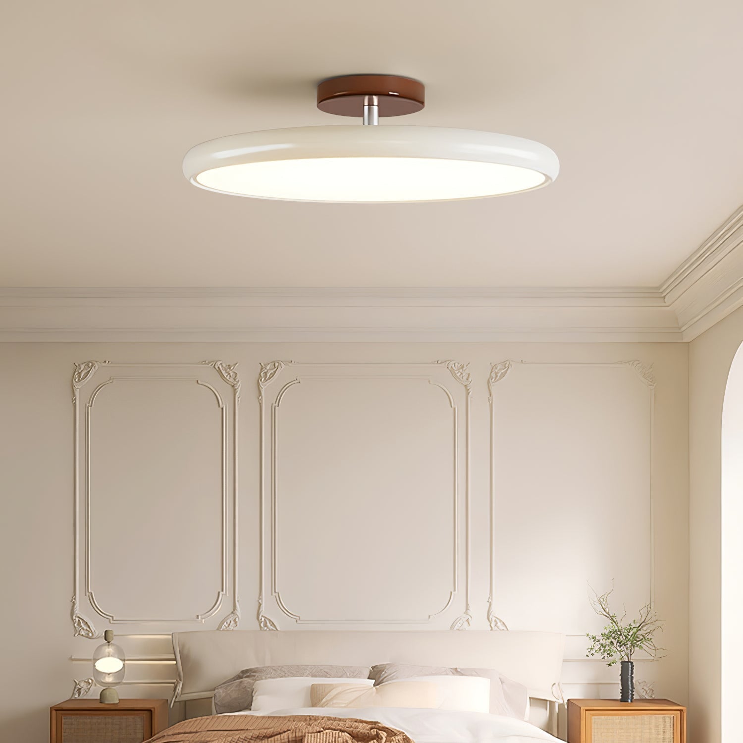 Plafoniera a soffitto LED a disco rotondo orientabile, beige e verde