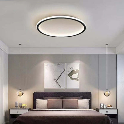 Plafoniera a soffitto LED ad anello rotondo sottile, nera e bianca