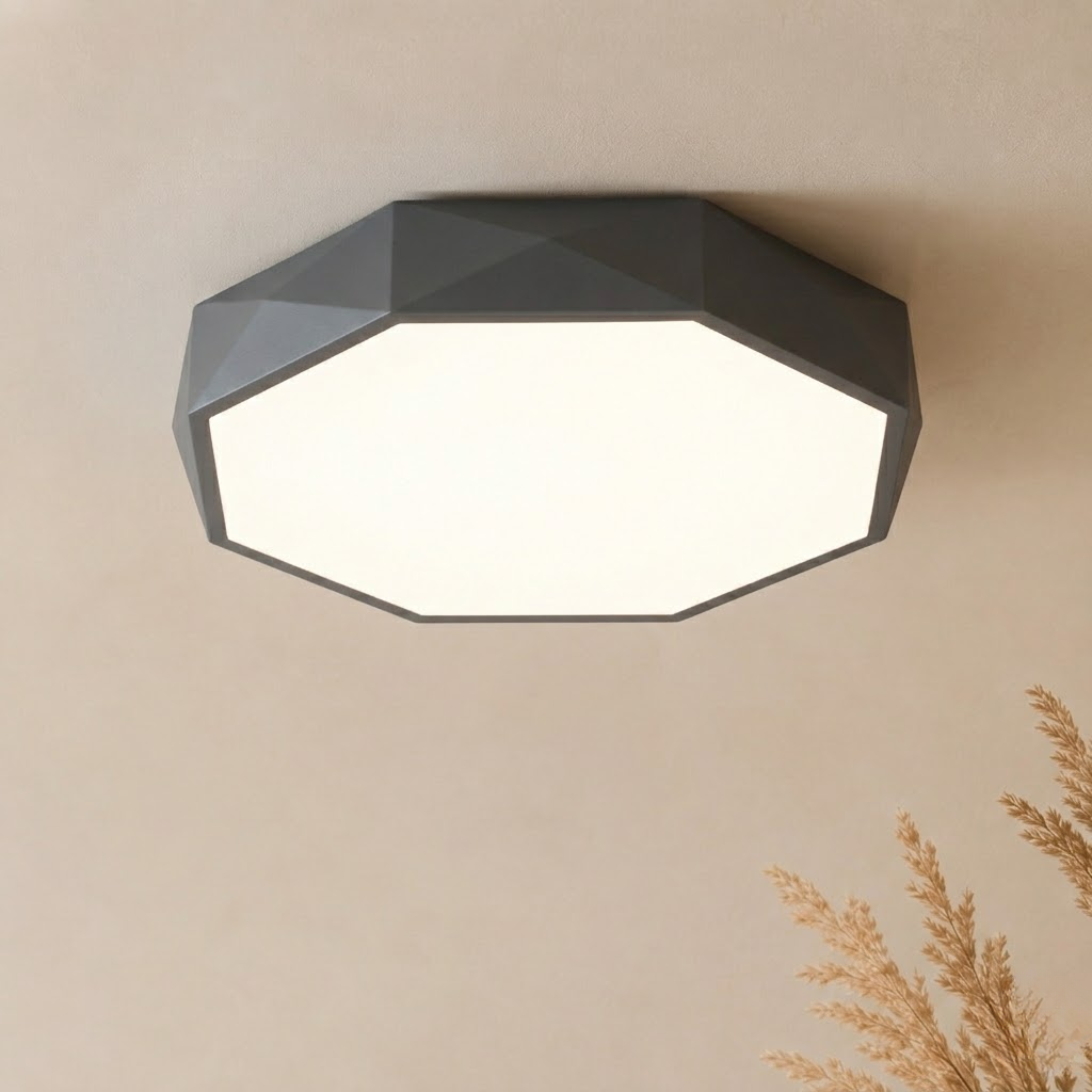 Plafoniera a soffitto LED geometrica grigia