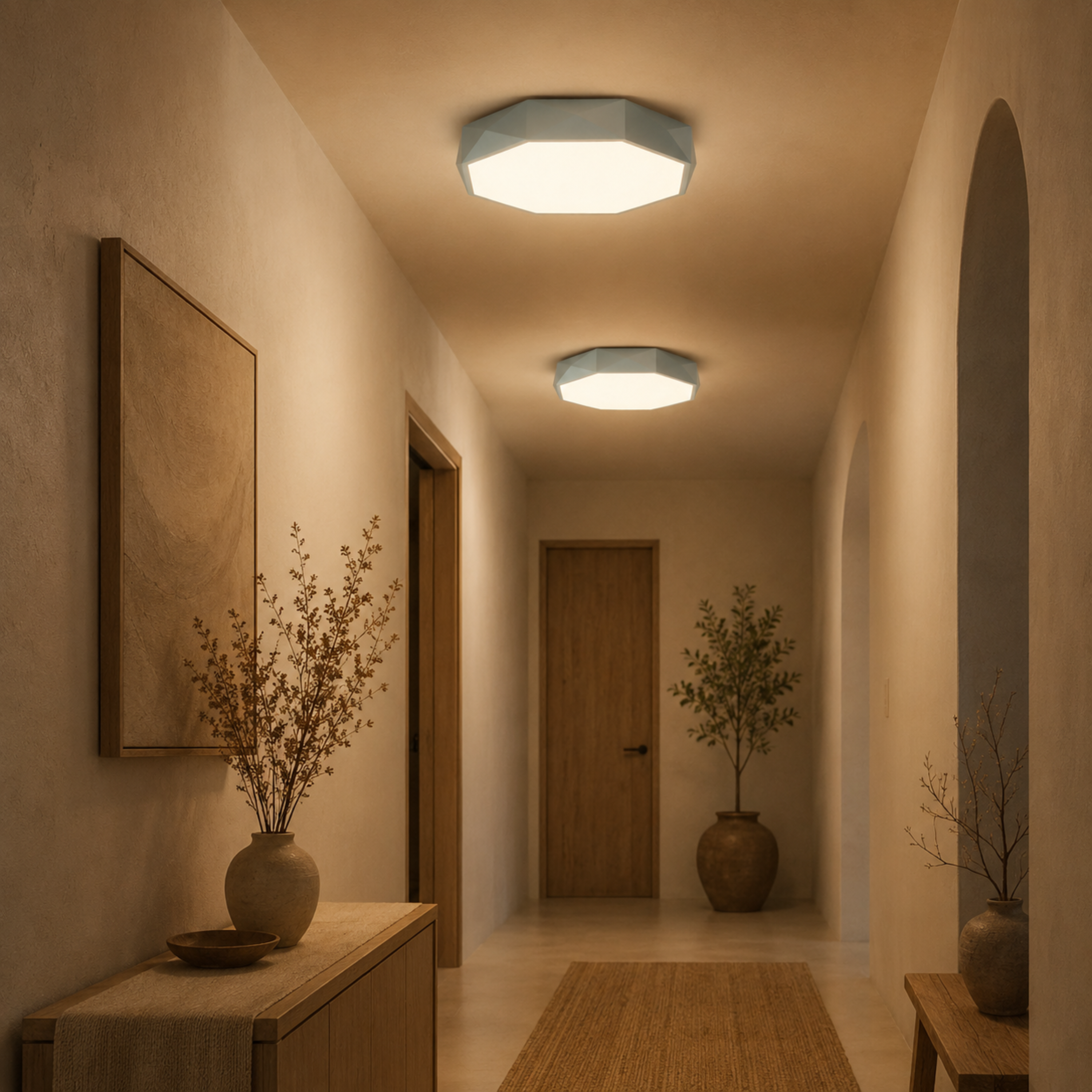 Plafoniera a soffitto LED geometrica grigia