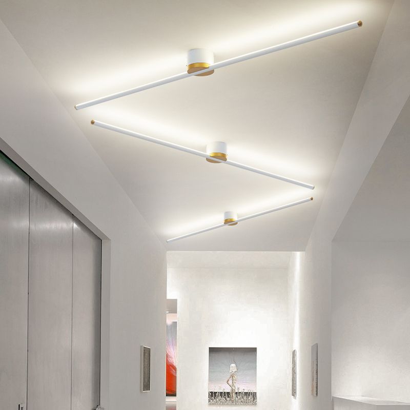 Plafoniera a soffitto LED lineare a barra sottile minimalista nera e bianca