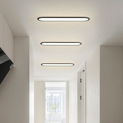 Plafoniera a soffitto LED ovale sottile minimalista nera e bianca