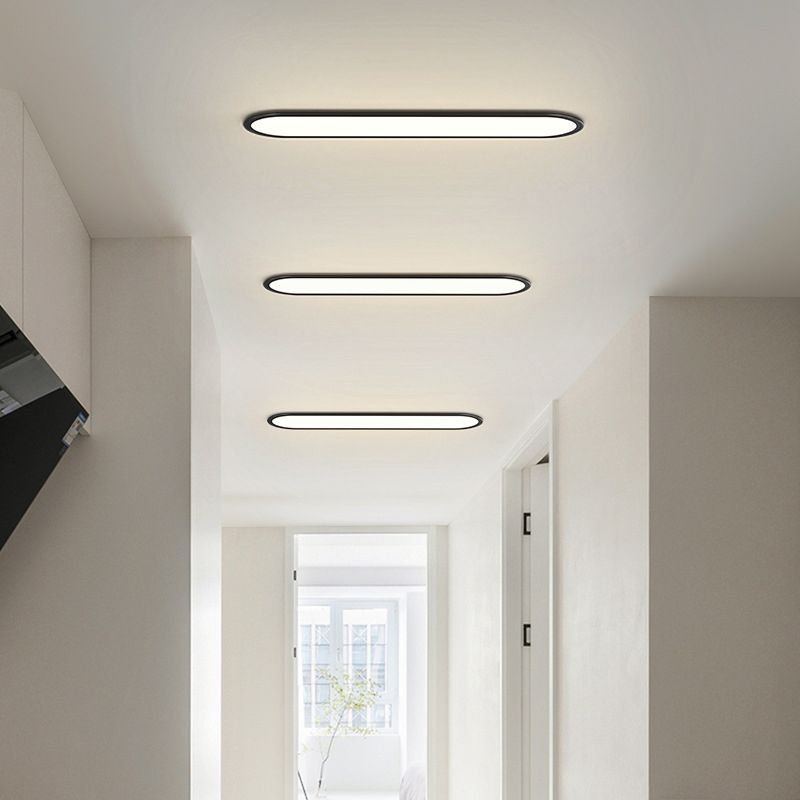 Plafoniera a soffitto LED ovale sottile minimalista nera e bianca
