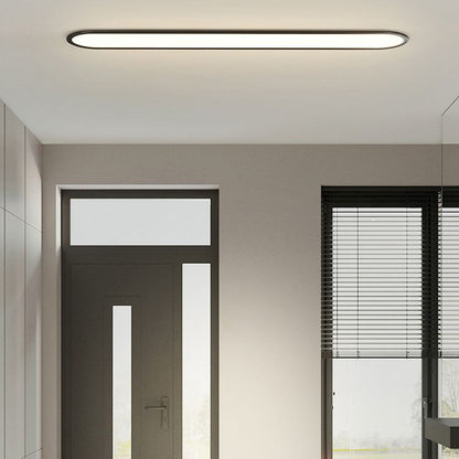 Plafoniera a soffitto LED ovale sottile minimalista nera e bianca