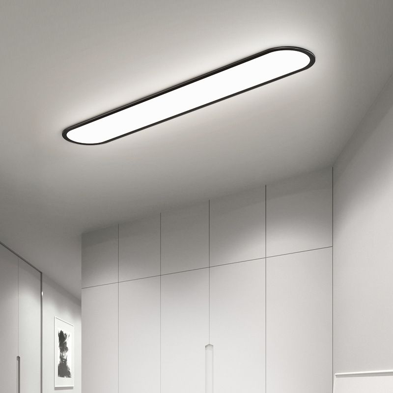 Plafoniera a soffitto LED ovale sottile minimalista nera e bianca
