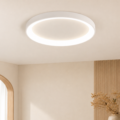Plafoniera a soffitto LED rotonda minimalista in nero o bianco, singola o set da tre anelli
