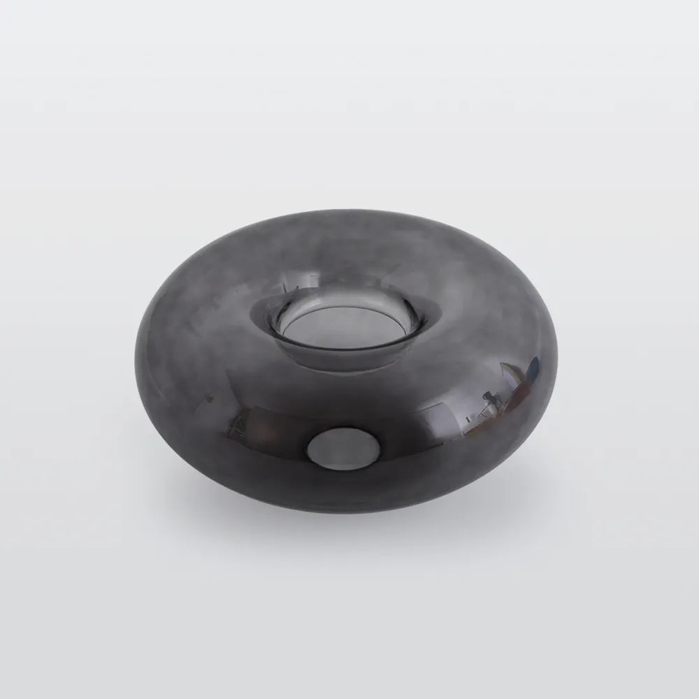 Plafoniera a soffitto ovale in vetro colorato con struttura in metallo nero art deco