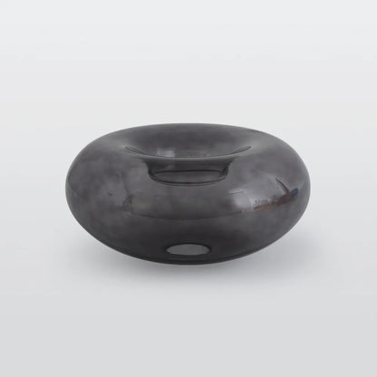 Plafoniera a soffitto ovale in vetro colorato con struttura in metallo nero art deco