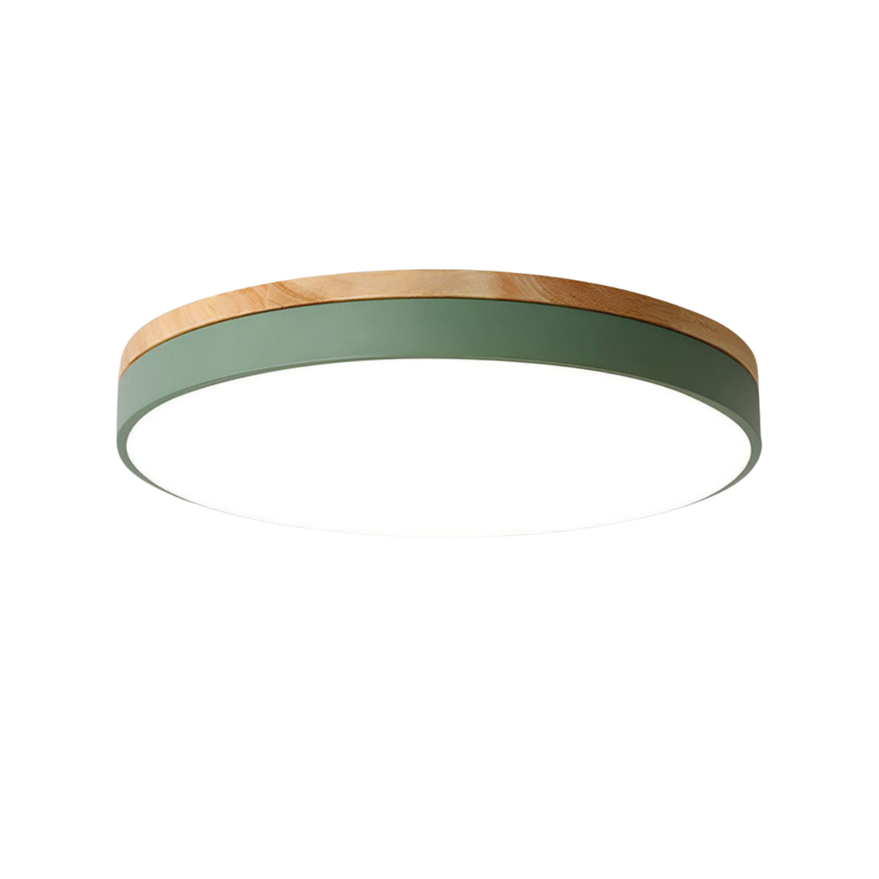 Plafoniera a soffitto rotonda con bordo in legno