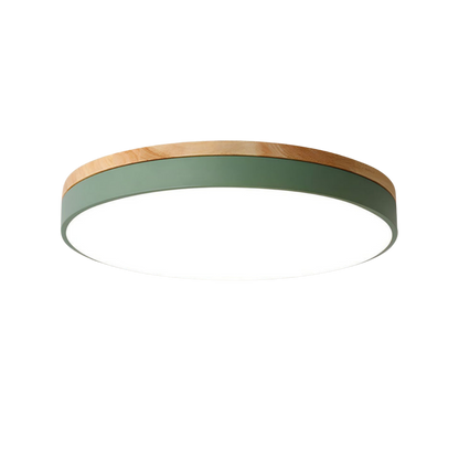 Plafoniera a soffitto rotonda con bordo in legno