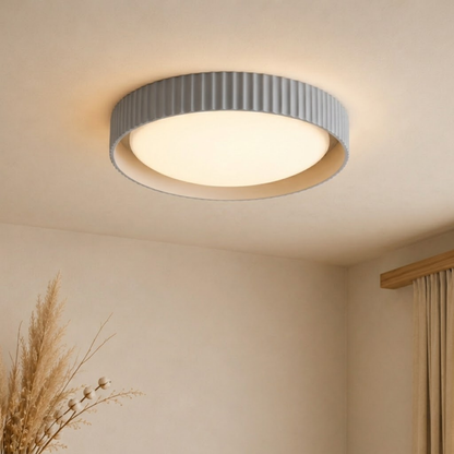 Plafoniera a soffitto rotonda in resina rigata minimalista