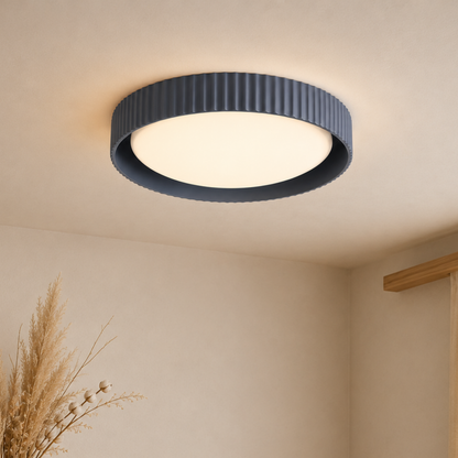 Plafoniera a soffitto rotonda in resina rigata minimalista