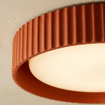 Plafoniera a soffitto rotonda in resina rigata minimalista